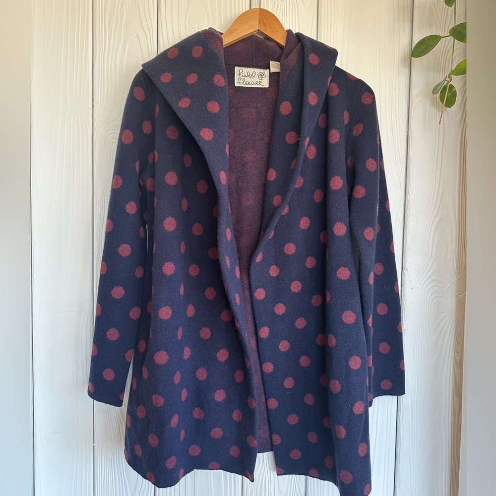 Anthropologie Field Flower polka dot sweater coat xs